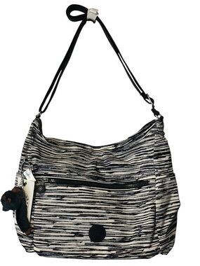 Kipling Alenya Crosbody Shoulder Bag Purse Polyamide HB6629 Scribble Lines Navy